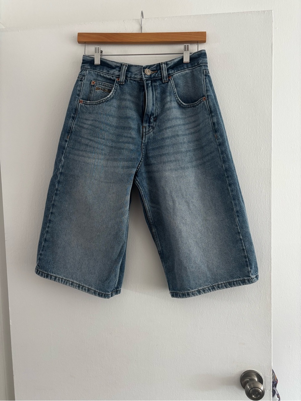 BDG Distressed Light Blue Denim Shorts
